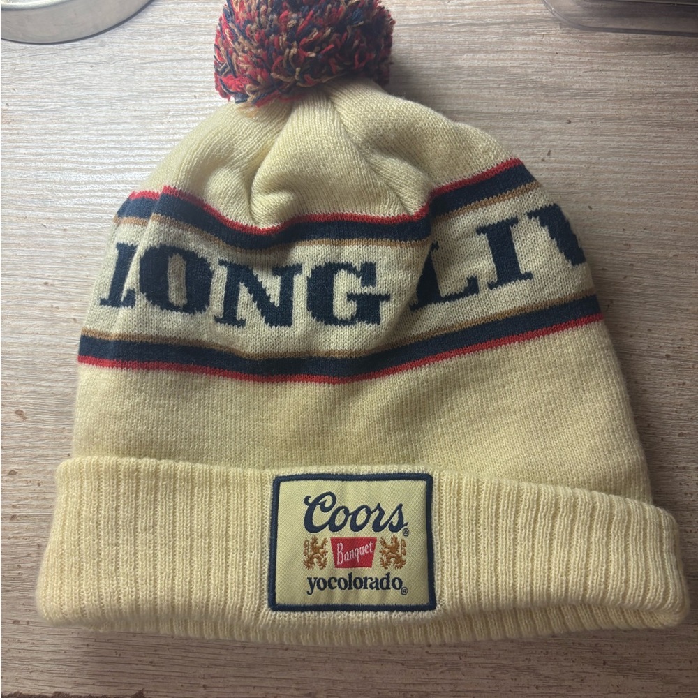 Coors Cream Knit Beanie with Pom